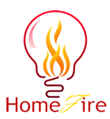 Stylized lightbulb with the word HomeFire